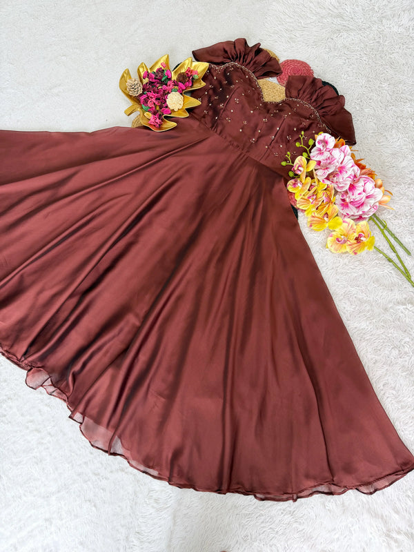 Doll Maggam Work Rangoli Silk Gown