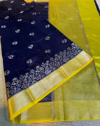 blue with yellow