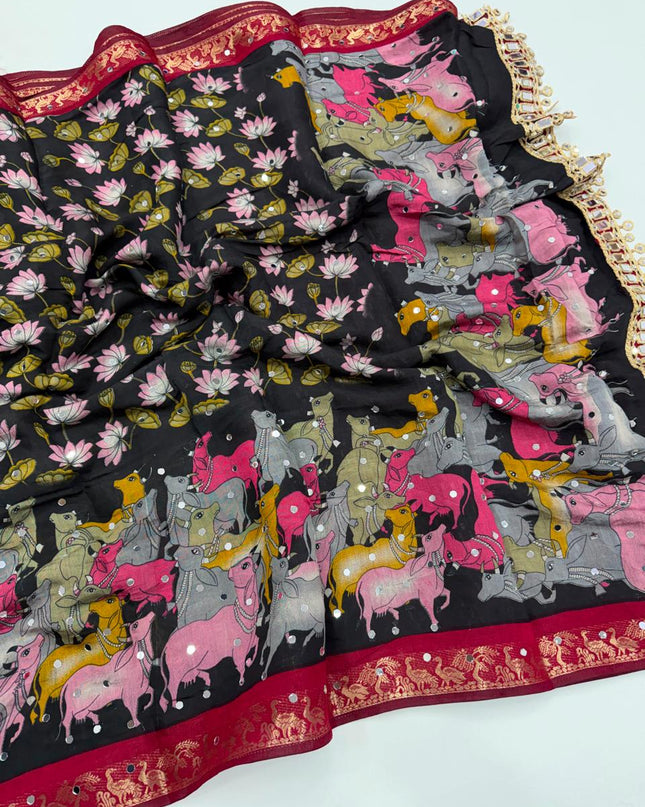pichwai mirror sarees
