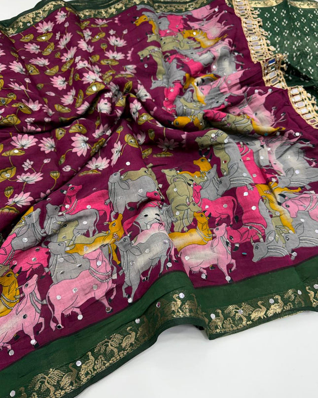 pichwai mirror sarees