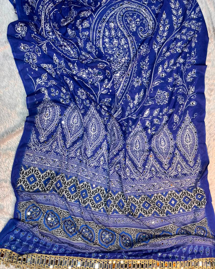 ajrakh mirror saree