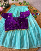 voilet with aqua / 1 to 3 years