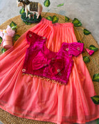 peach with megenta / 1 to 3 years