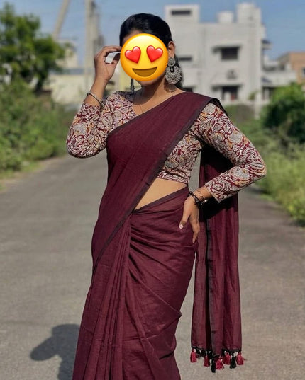 khadi saree with stretchable blouse