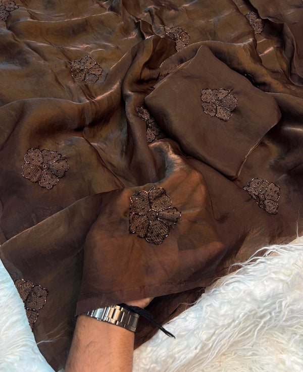 Brown Space Fendty Saree