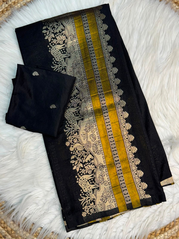 Black Khadi Crepe Saree