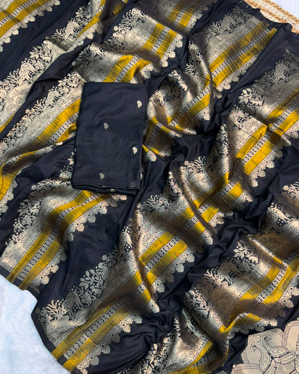 black khadi crape saree