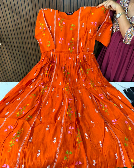 Mul chanderi frocks