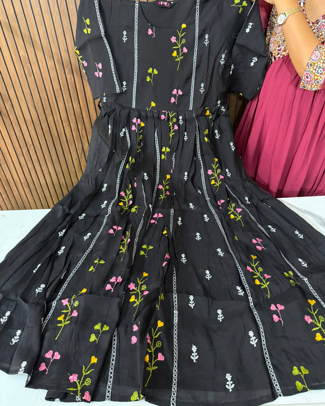 Mul chanderi frocks