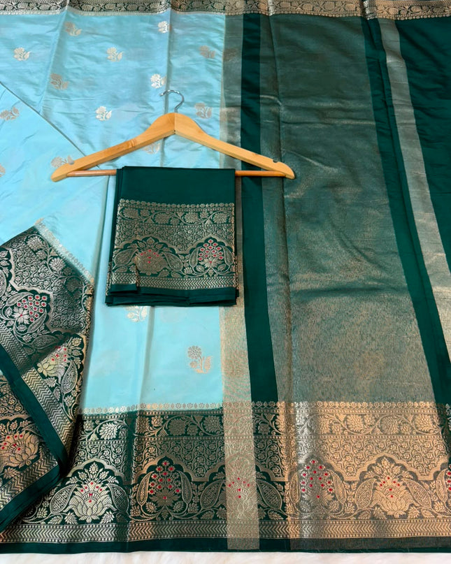 banarasi semi katan silk dyed sarees