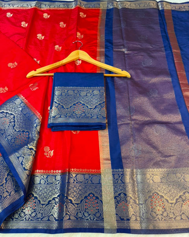 banarasi semi katan silk dyed sarees