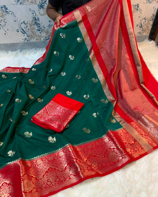 banarasi semi katan silk dyed sarees