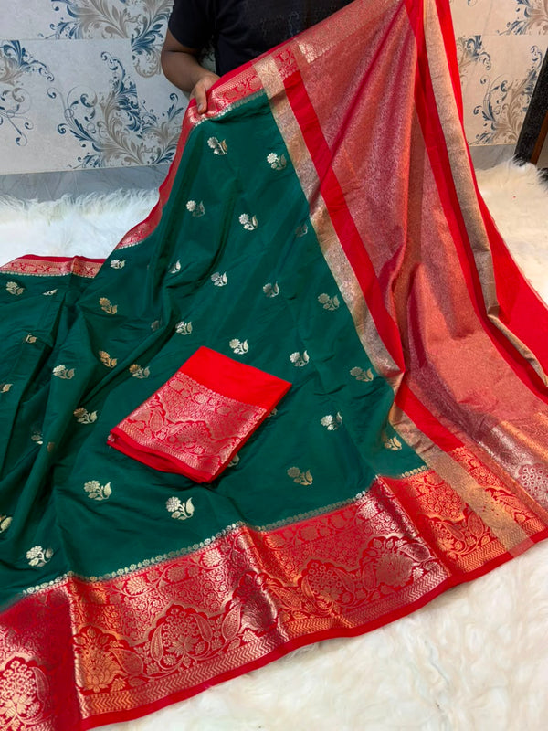 Banarasi Semi Katan Silk Dyed Sarees