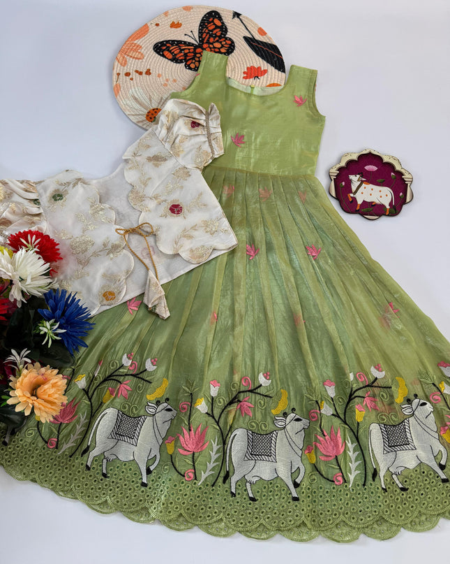 Cow design gown with coat