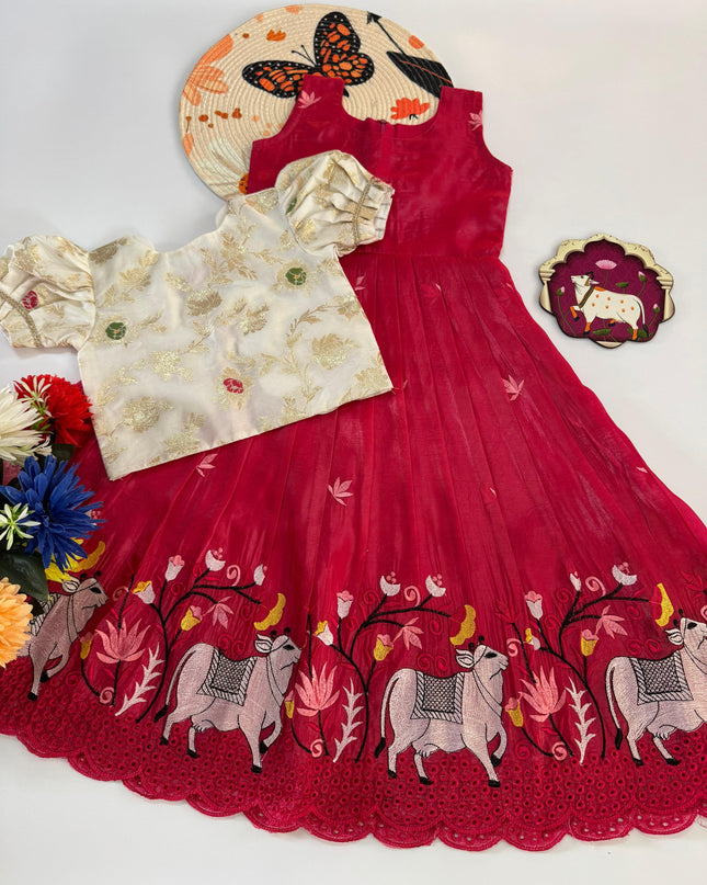 Cow design gown with coat