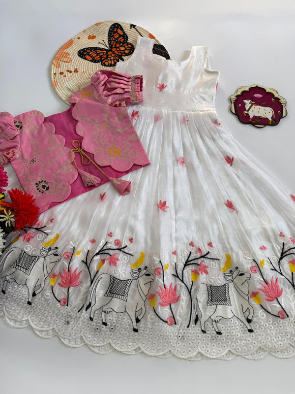 Cow Design Gown with Coat