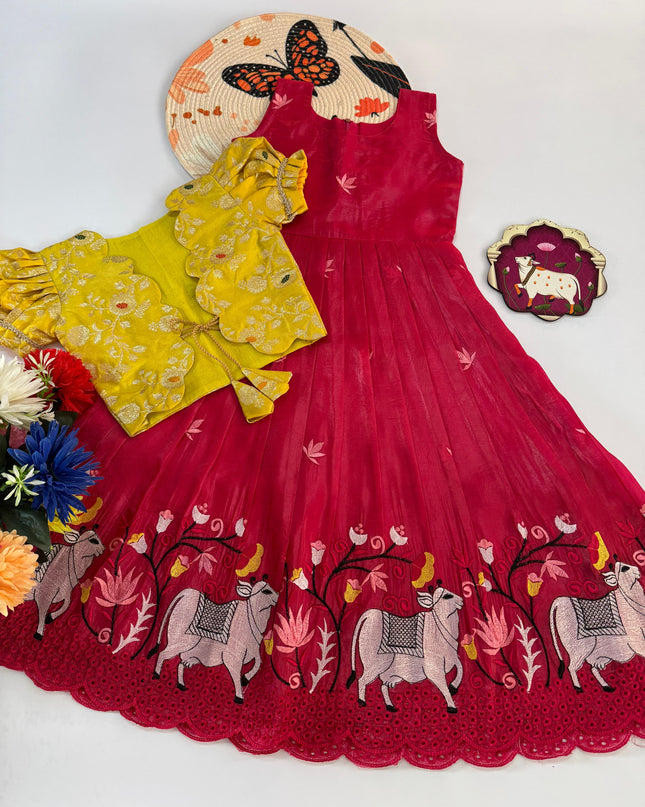 Cow design gown with coat