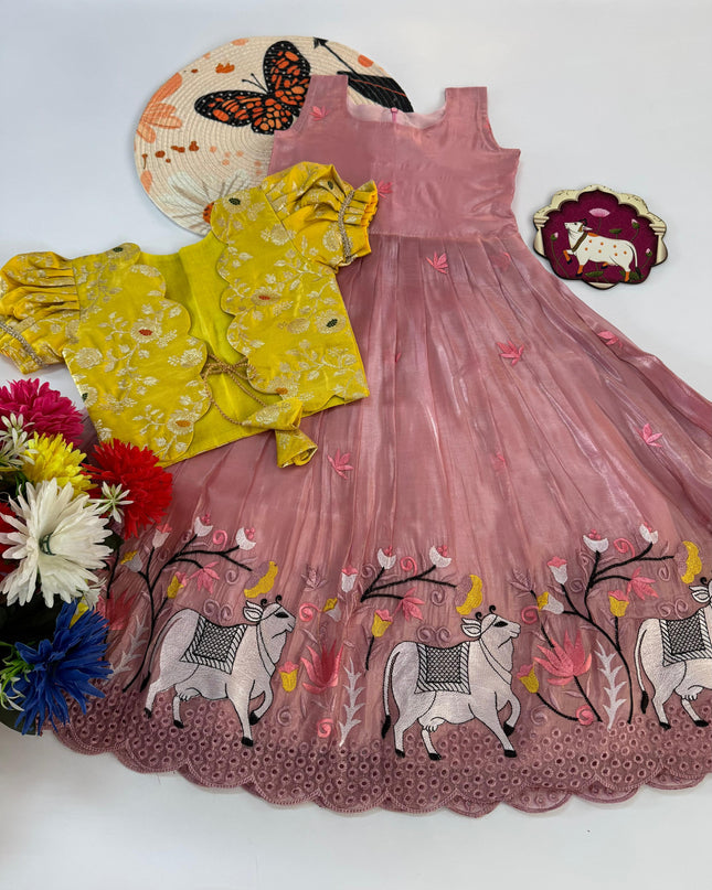 Cow design gown with coat