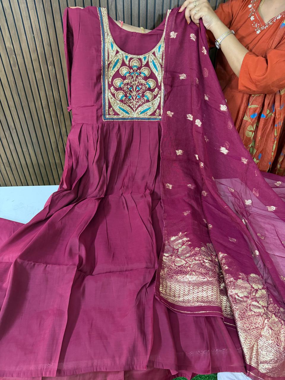 Radha Mul Chanderi Umbrella Dress with Dupatta