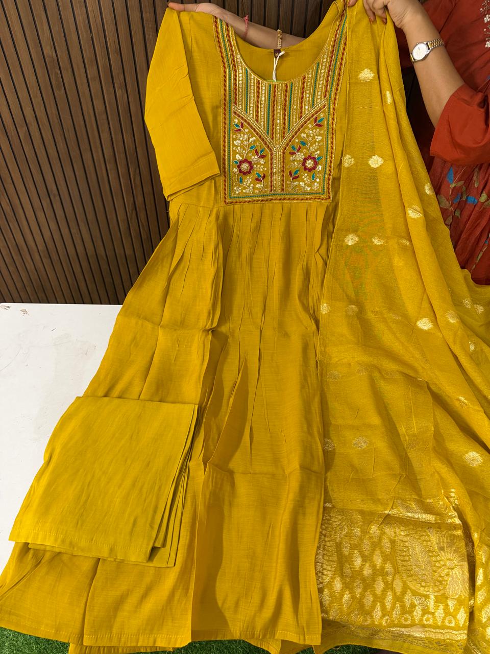 Radha Mul Chanderi Umbrella Dress with Dupatta