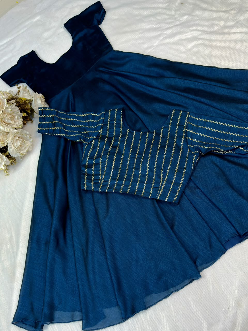 Nancy Vichitra Silk Gown with Beads Coat