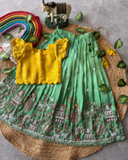 Mint Green & Mustard Yellow / 1-3 y