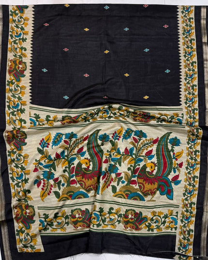 black kalamkari saree