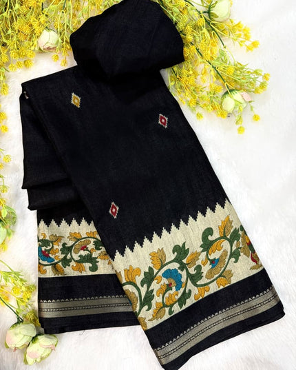 black kalamkari saree