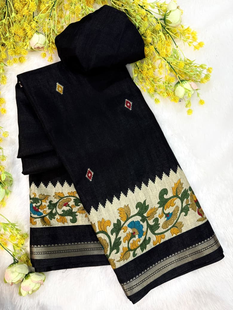 Black Kalamkari Saree