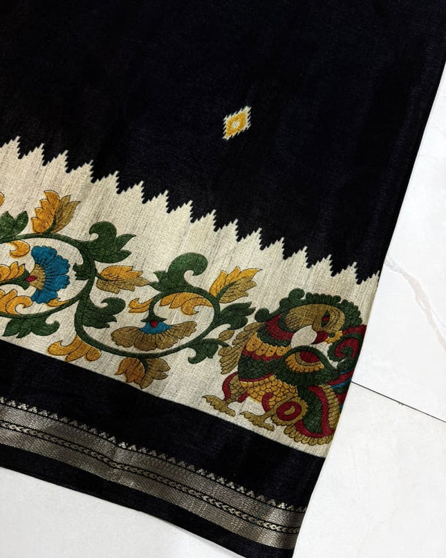 black kalamkari saree