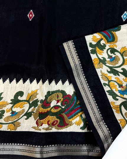 black kalamkari saree