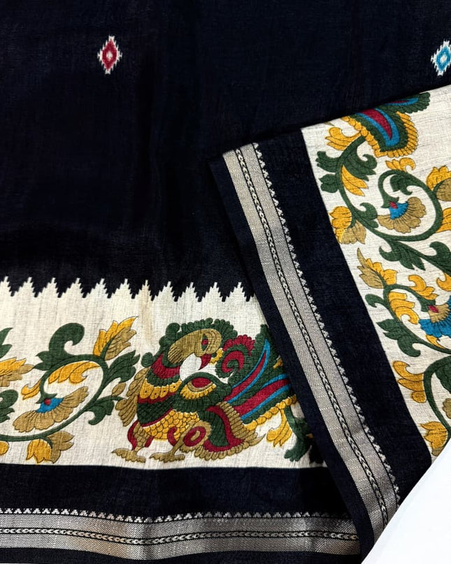black kalamkari saree