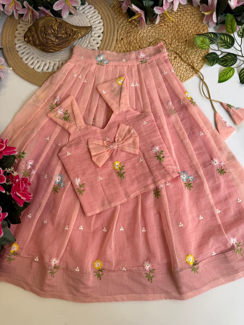 Mul Chanderi Kids Lehenga