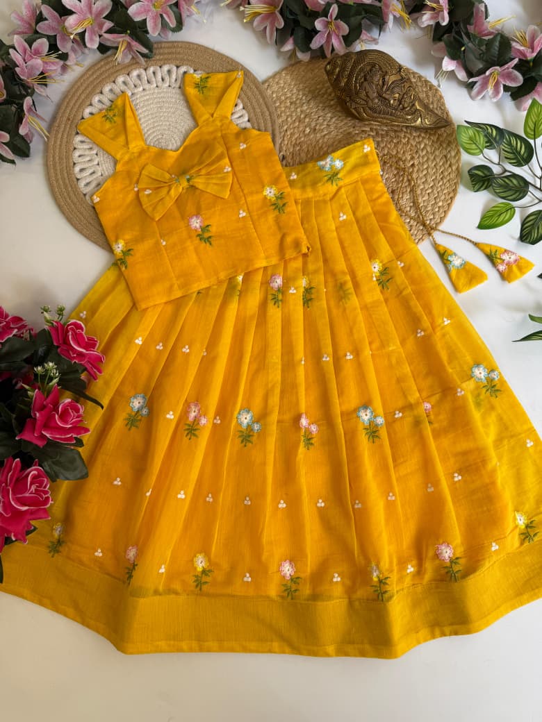 Mul Chanderi Kids Lehenga