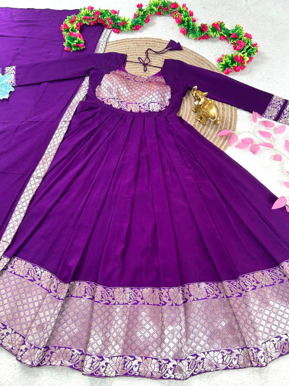 Bright Long Gown with Dupatta