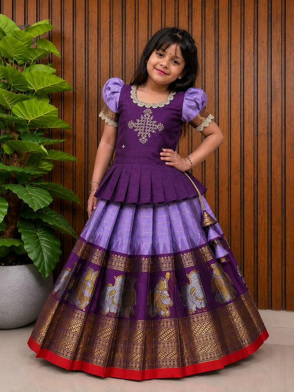 Meenakshi Zari Weaving Kids Lehenga