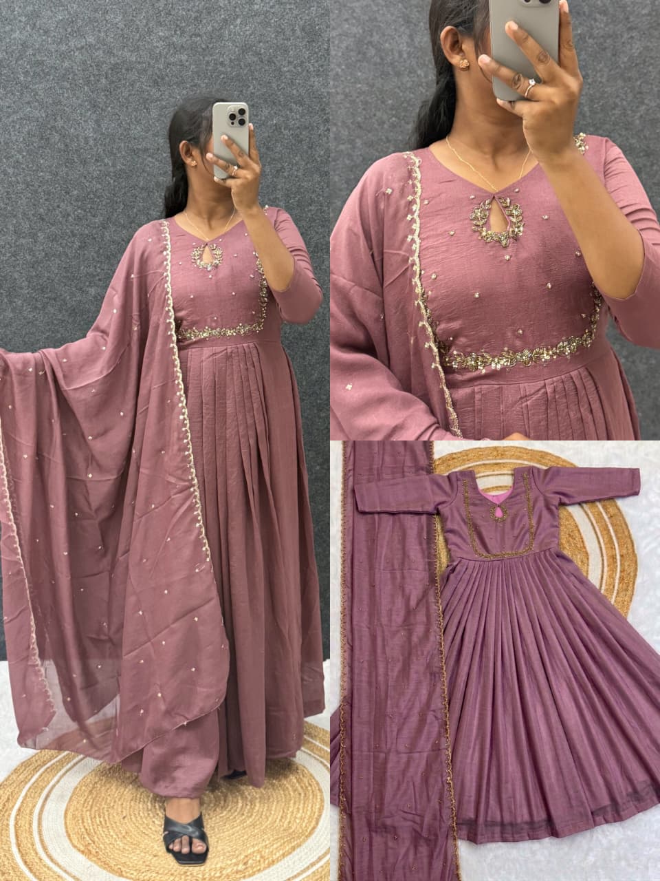 Chitra Vichitra Silk Gown with Sequin Dupatta