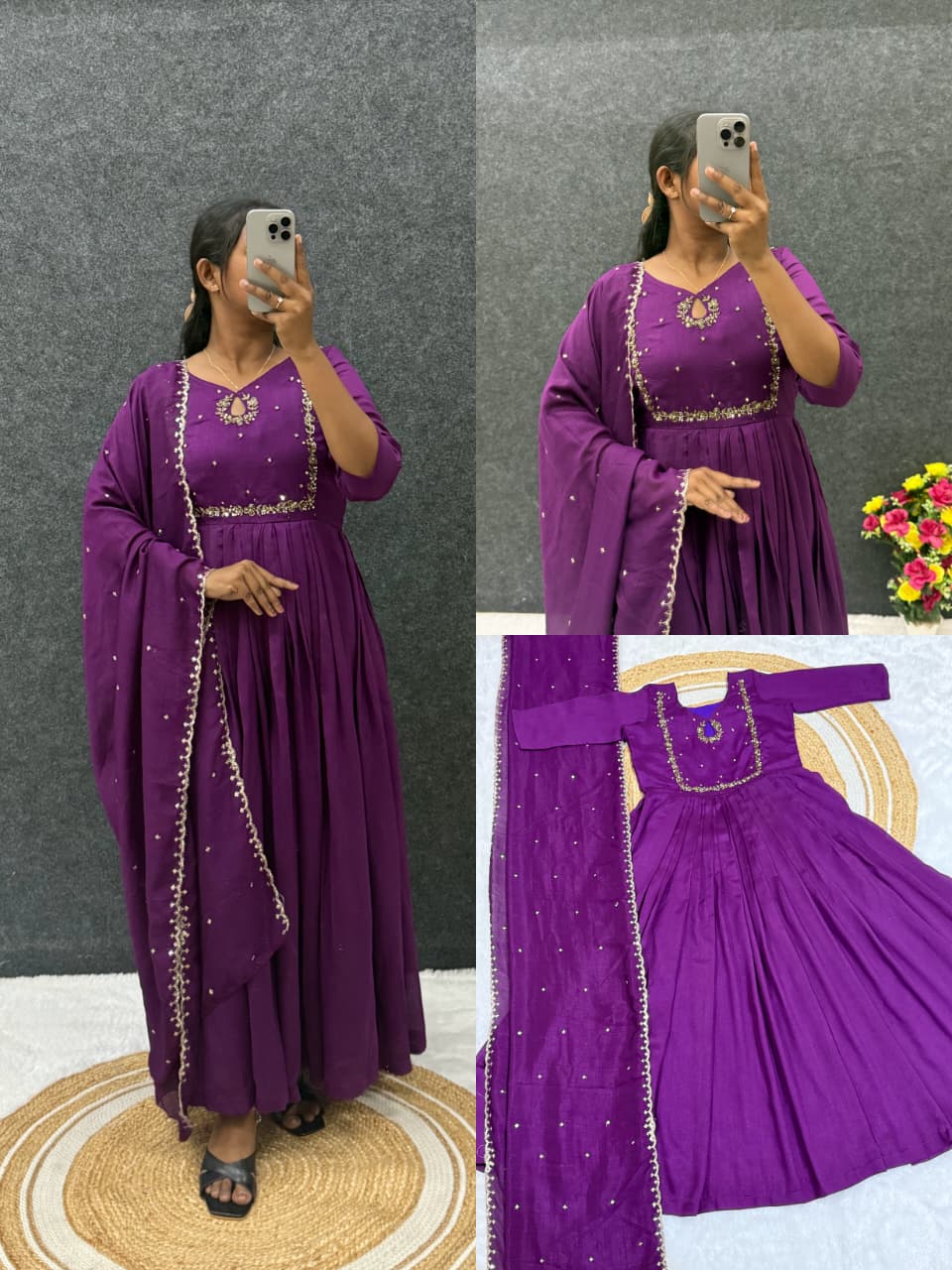 Chitra Vichitra Silk Gown with Sequin Dupatta