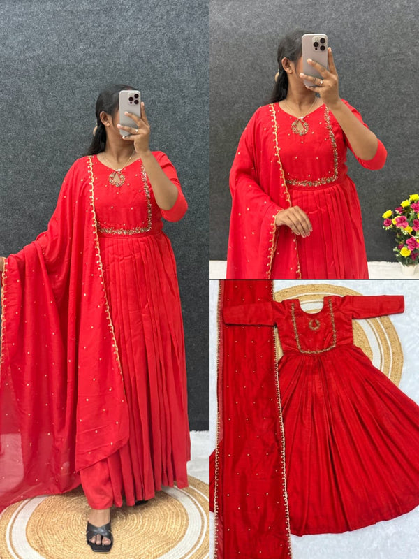 Chitra Vichitra Silk Gown with Sequin Dupatta