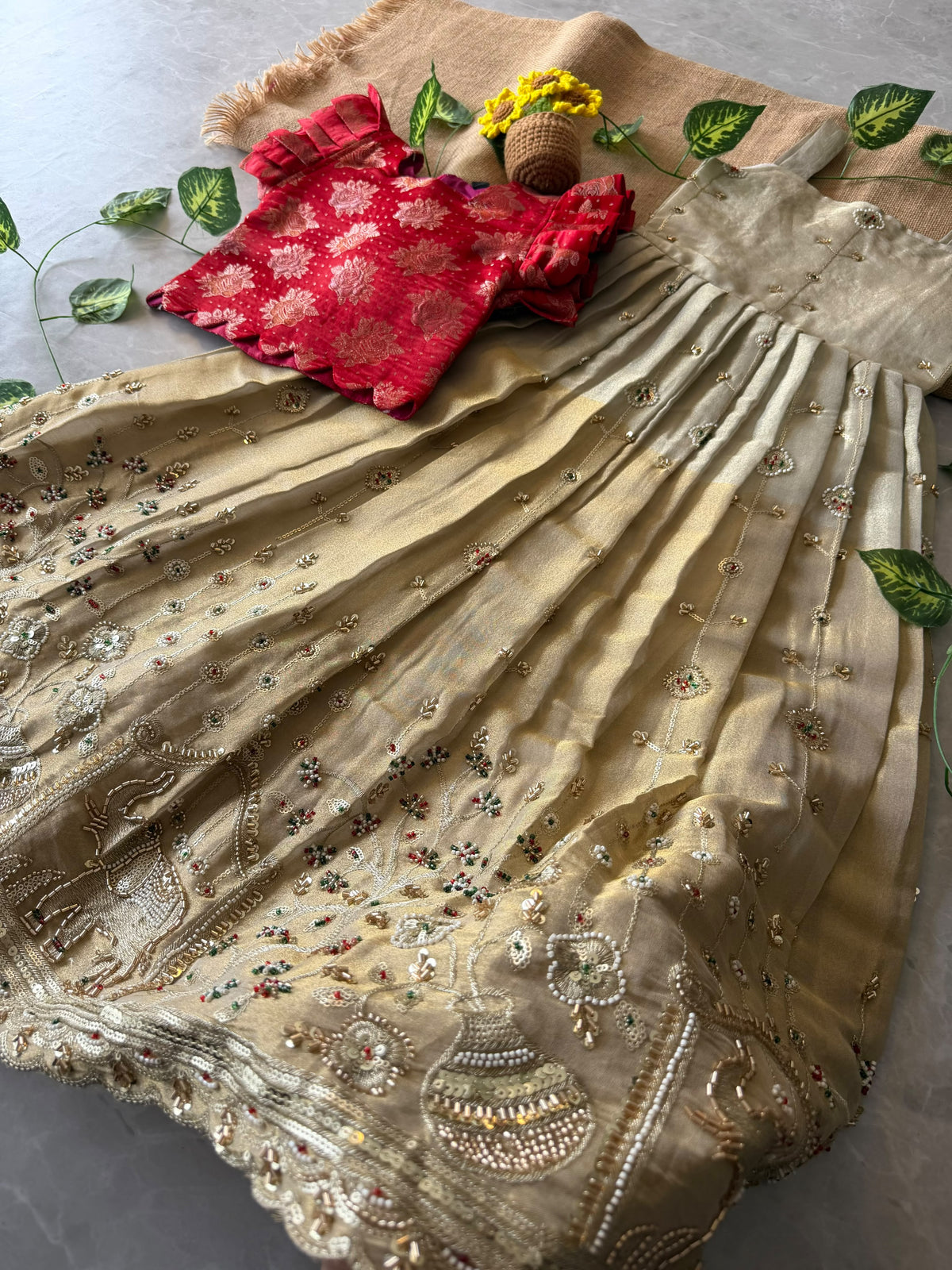 Hasya Kanjivaram Kids Gown with Coat