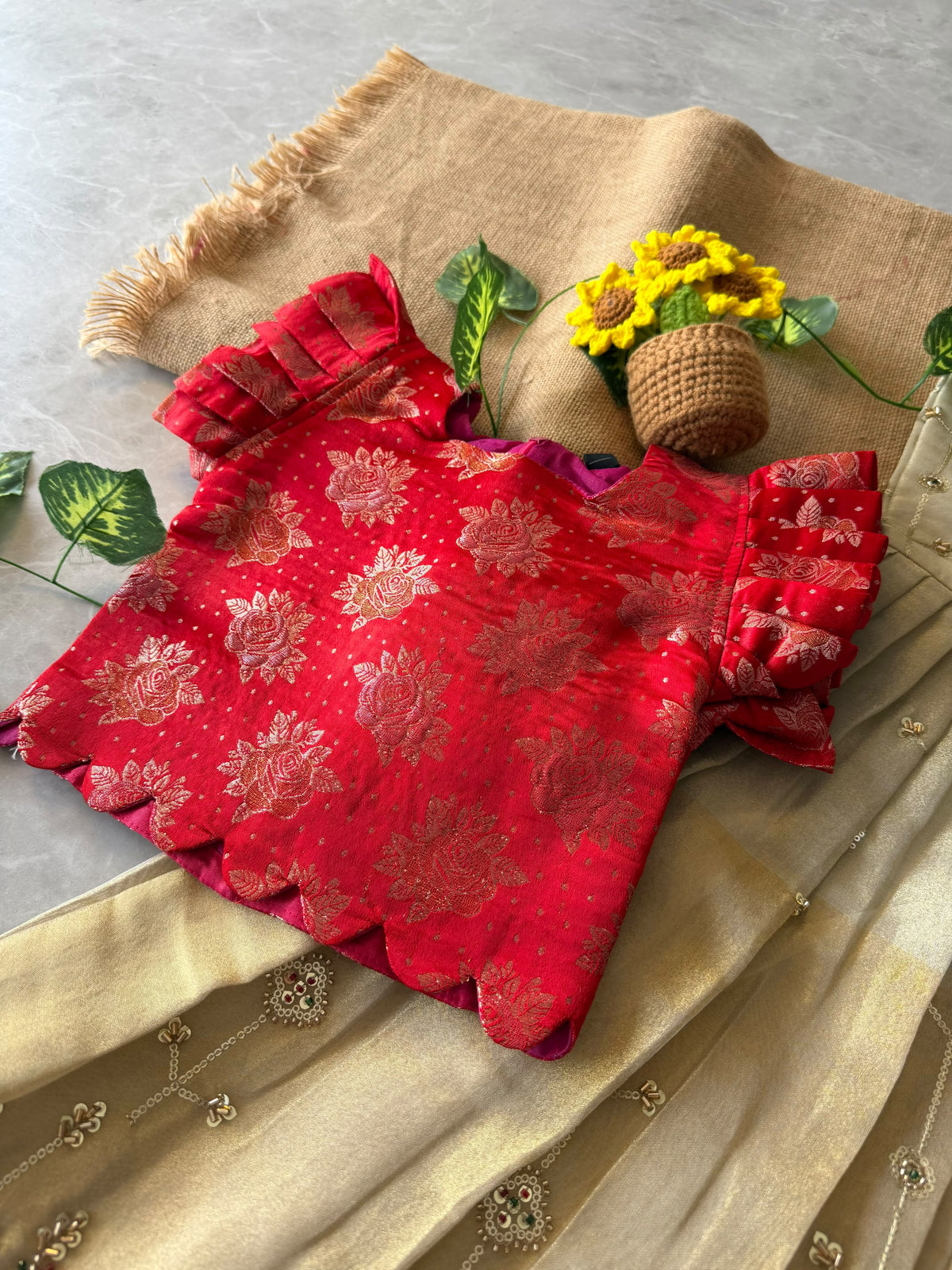 Hasya Kanjivaram Kids Gown with Coat