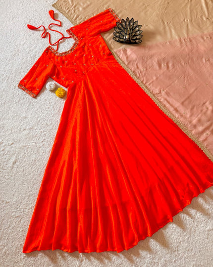 Premium Vichitra silk with Maggam Hand work