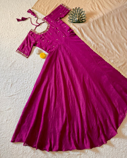 Premium Vichitra silk with Maggam Hand work
