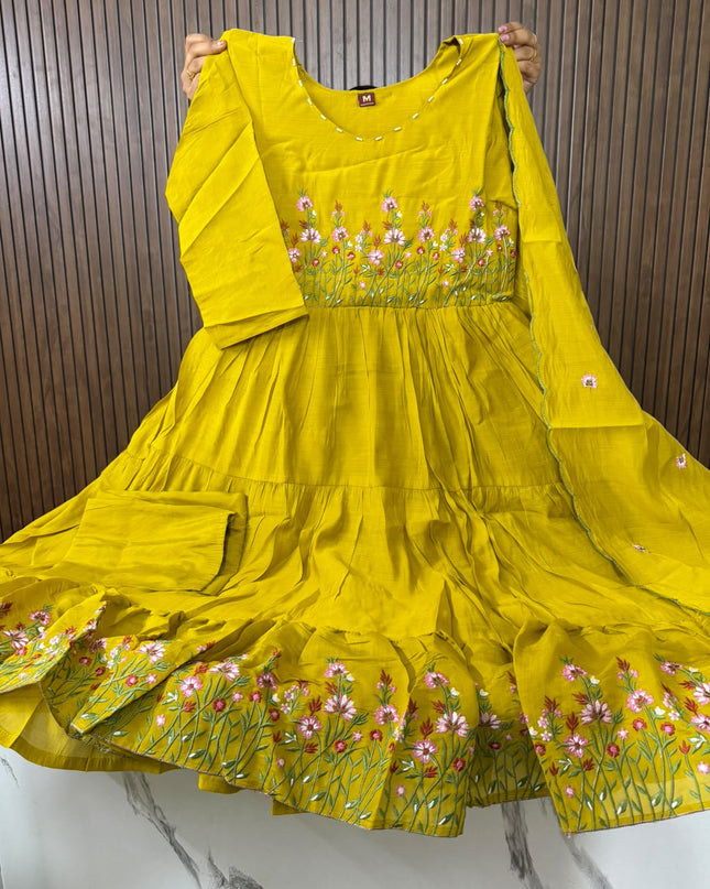 FLORAL GARDEN ANARKALI 3-PIECE SET