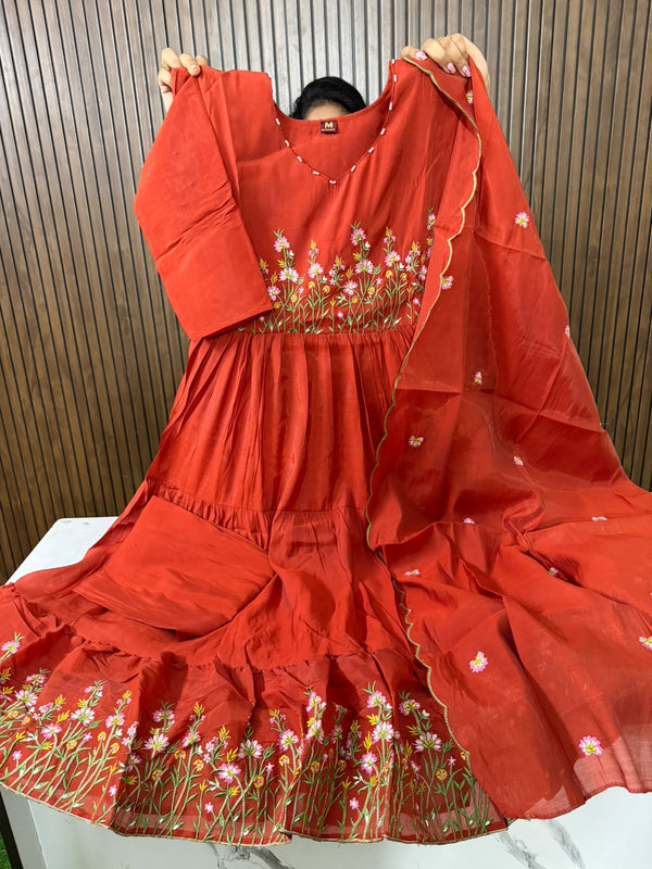 Floral Garden Anarkali 3-Piece Set