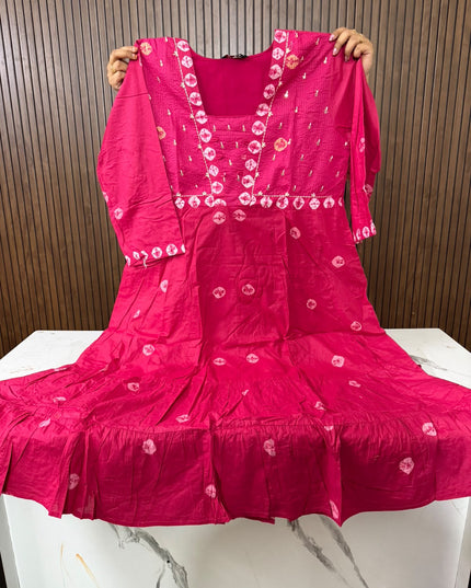BANDHANI MUL COTTON TIERED ANARKALI