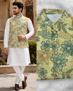 beige with green / m