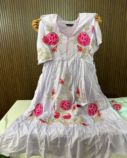 MUL COTTON ALIA FROCK - ROSE GARDEN