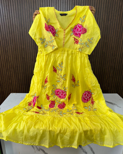 MUL COTTON ALIA FROCK - ROSE GARDEN