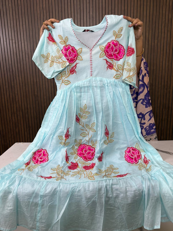 Mul Cotton Alia Frock - Rose Garden